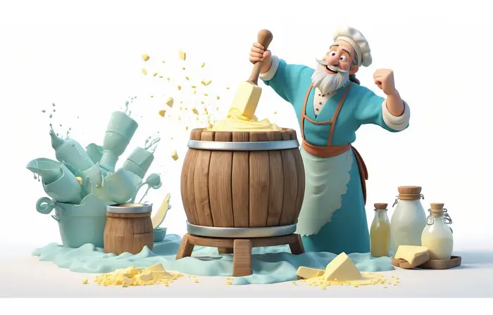 Male Dairy Worker 3d Character Design Illustration